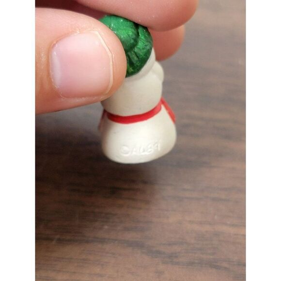 AL 1989 mini snowman Mrs Claus apron Village accessory Xmas figure - Picture 4 of 6